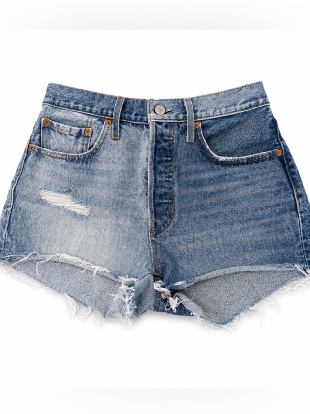 Levi's 501 Cutoff Denim Shorts Two Tone Distressed Hem